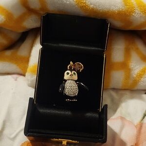 Juicy Couture Black Enamel & Crystal Penguin Charm with Gold Accents